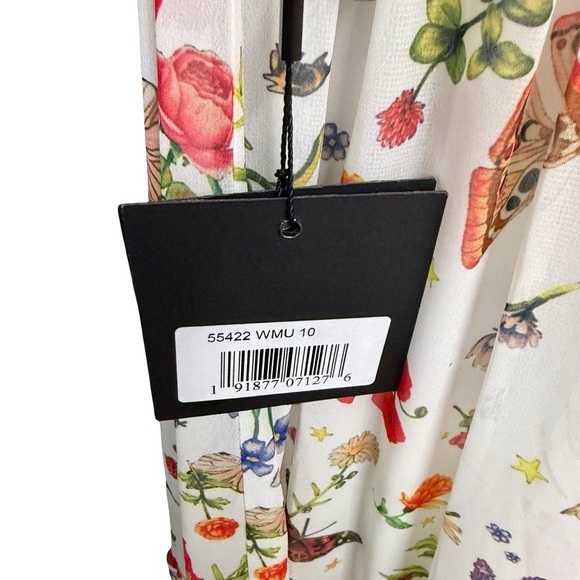 Ieena Mac Duggal 70198 Bow Strap Butterfly Floral Dress Maxi chiffon white 10 - Picture 6 of 11